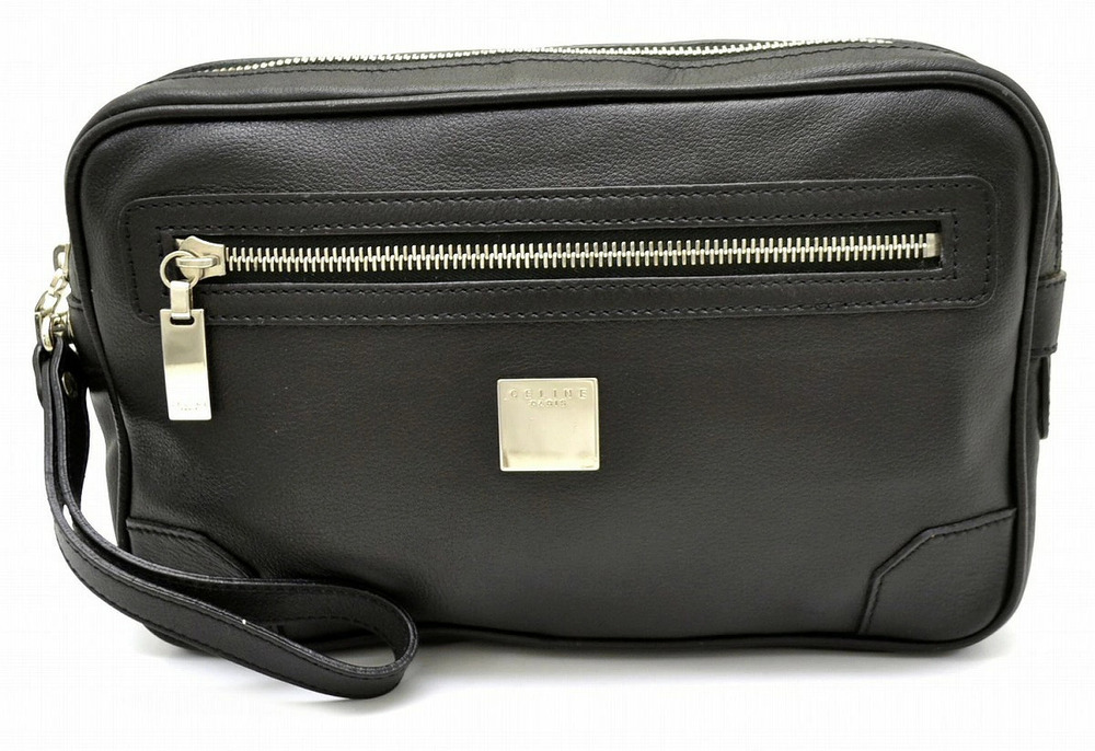 Celine Clutch Bag Leather Black